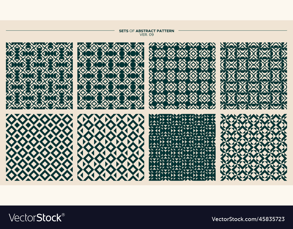 Set of abstract circle and line seamless pattern