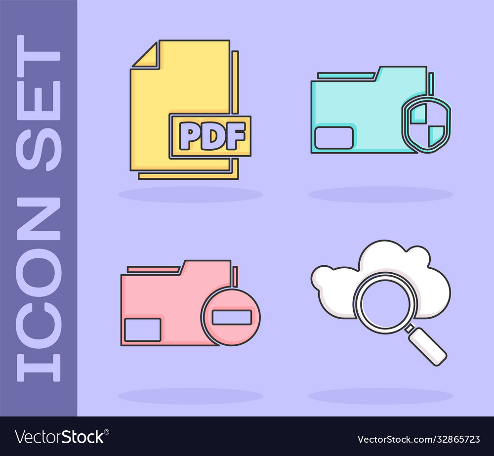 Set search cloud computing pdf file document vector image Set search cloud computing pdf file document