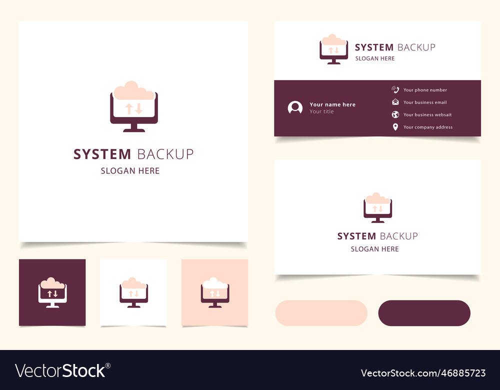 System backup logo design with editable slogan vector image System backup logo design with editable slogan