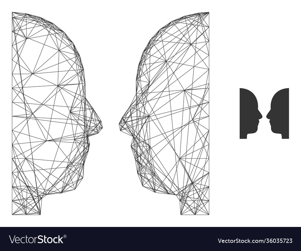 Web mesh dual face icon Vector Image Web mesh dual face icon