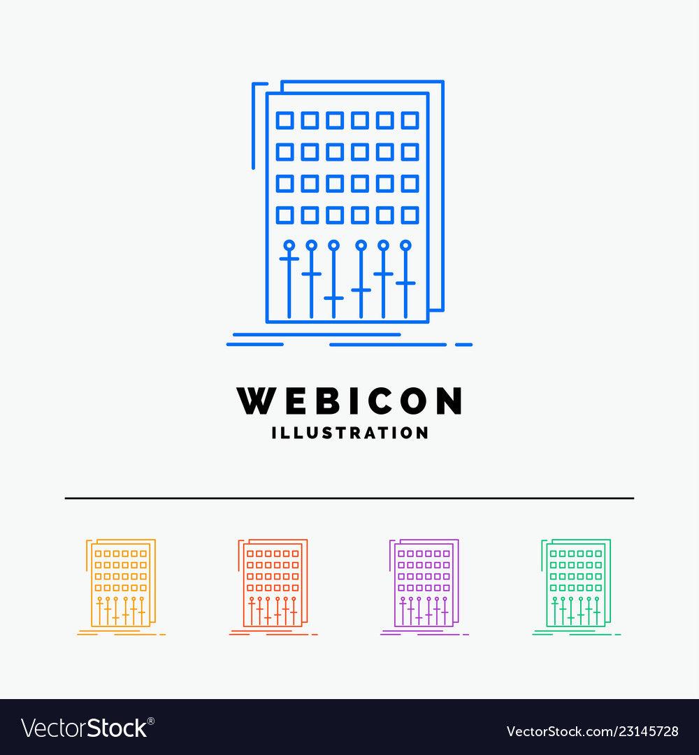 Audio control mix mixer studio 5 color line web vector image Audio control mix mixer studio 5 color line web