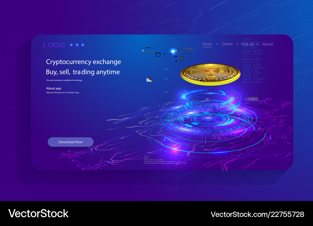 Bitcoin Conceptual Background With Blue Royalty Free Vector