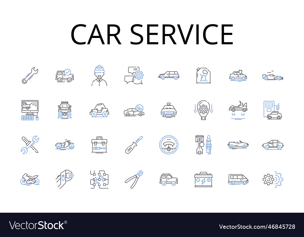 Car service line icons collection maintenance Vector Image