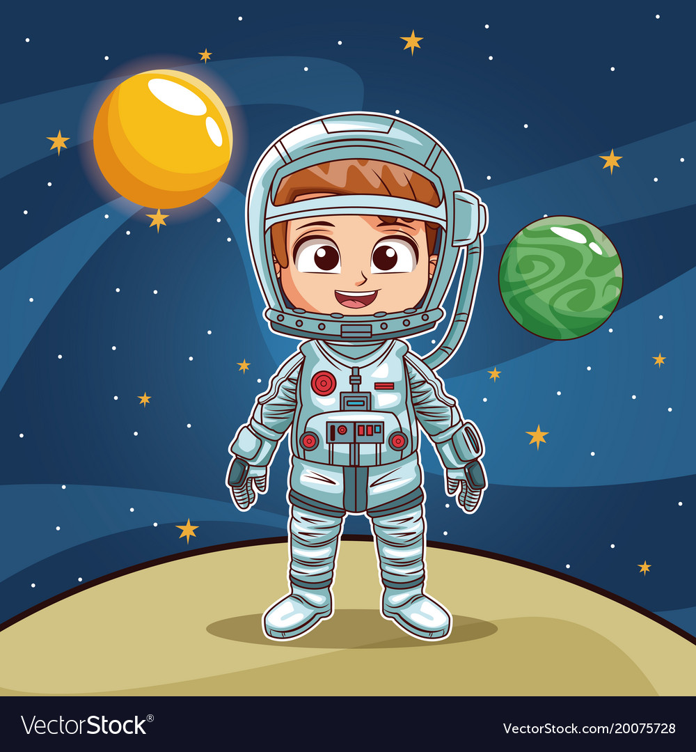 Cute Astronaut Girl on Planet