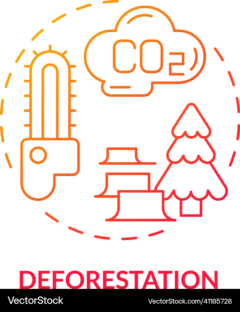 Deforestation red gradient concept icon Royalty Free Vector
