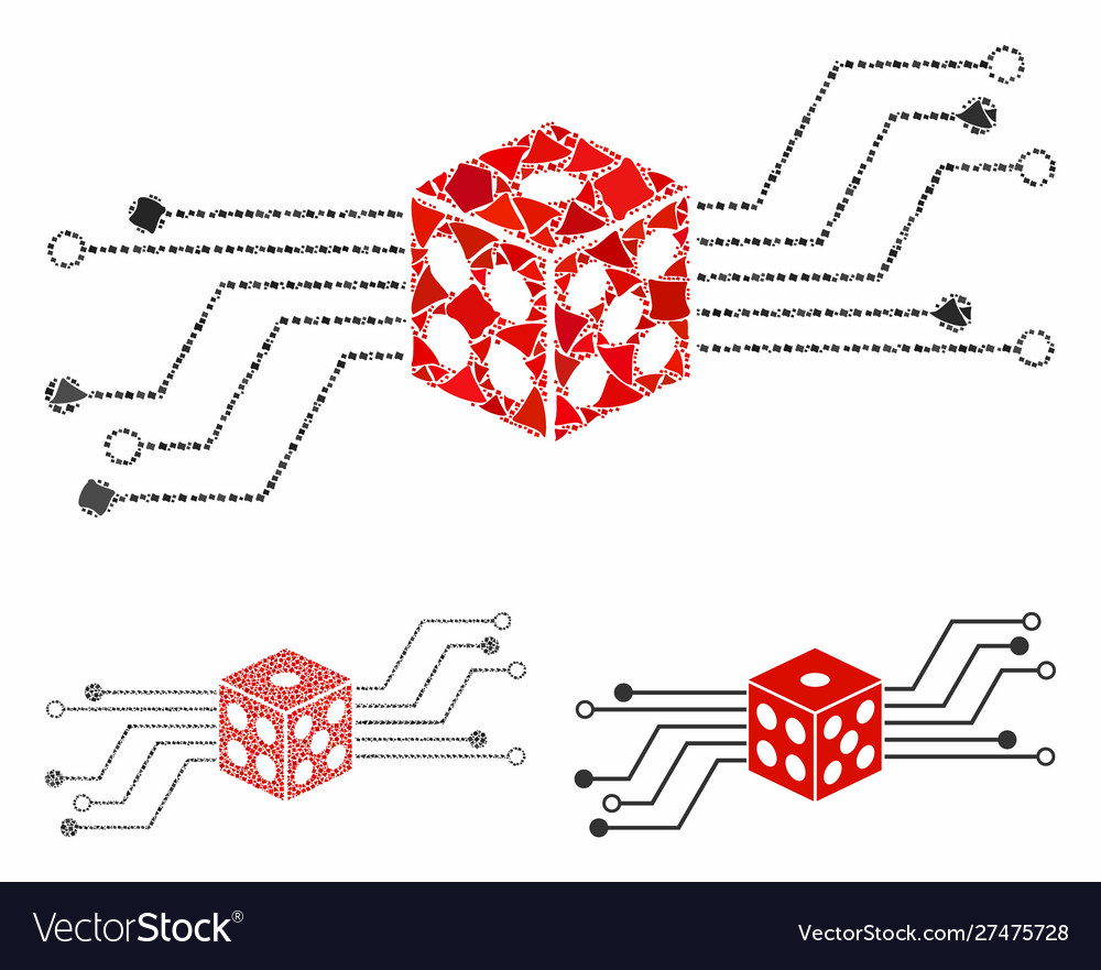Digital dice circuit composition icon rough