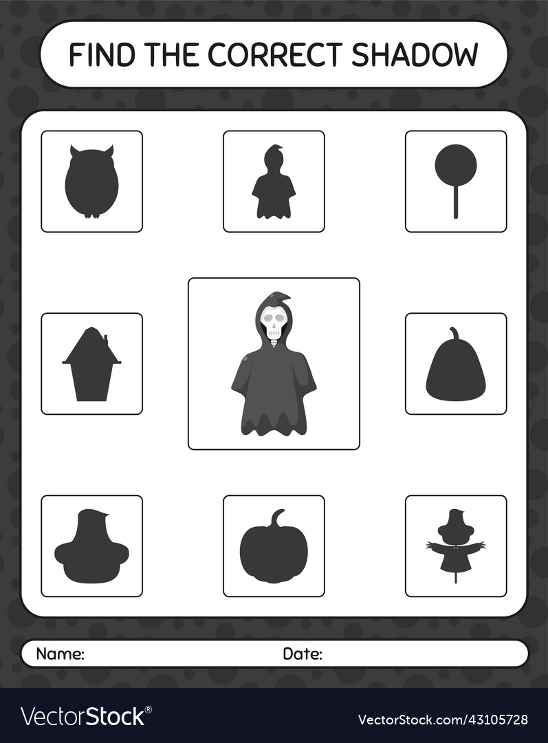 Find the correct shadows game with grim reaper Vector Image Find the correct shadows game with grim reaper