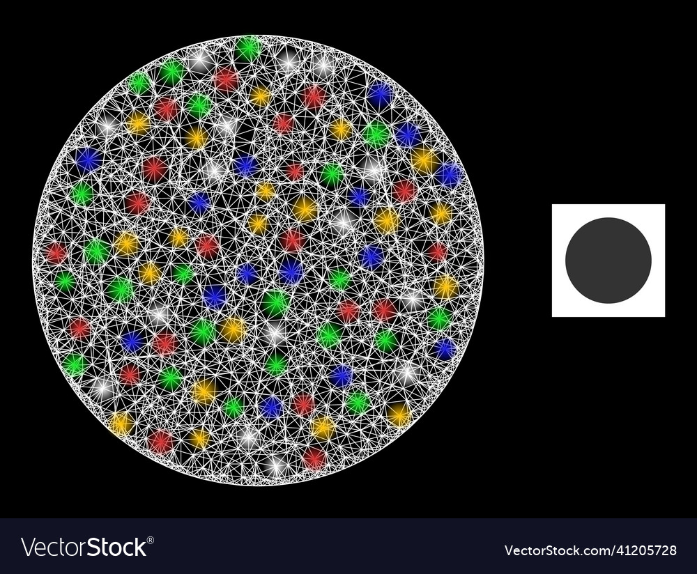 Hatched web mesh filled circle icon with colorful