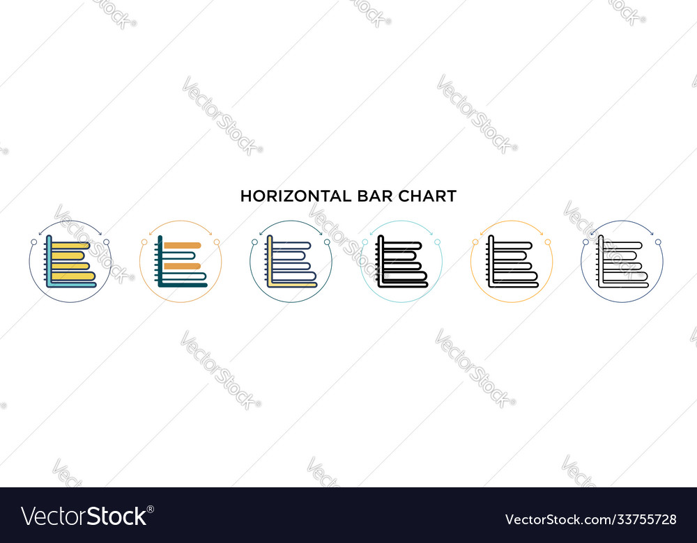 Horizontal bar chart icon in filled thin line Vector Image Horizontal bar chart icon in filled thin line