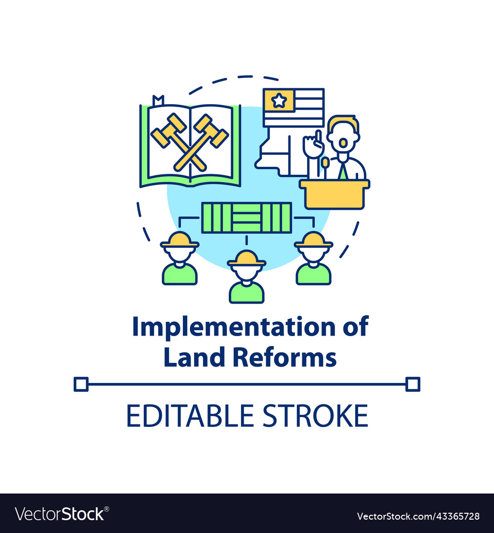 Implementation of land reforms concept icon