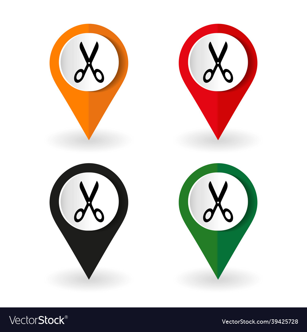 Map marker with scissors symbol Vector Image Map marker with scissors symbol