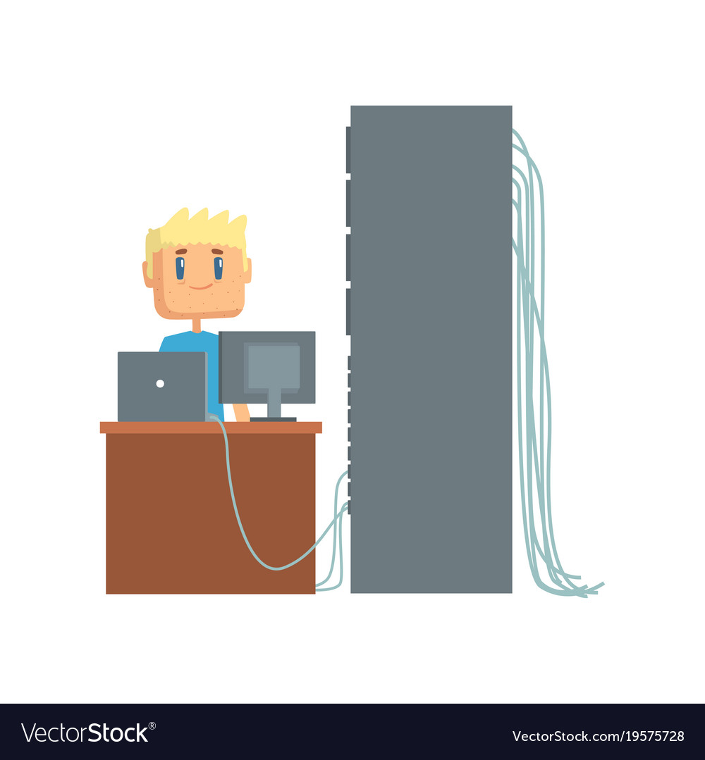 Network engineer administrator working in data