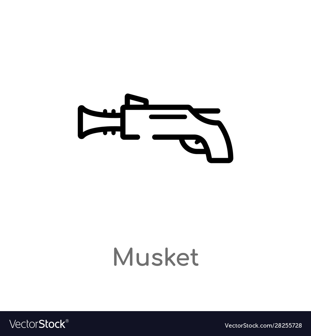 Outline musket icon isolated black simple line Vector Image