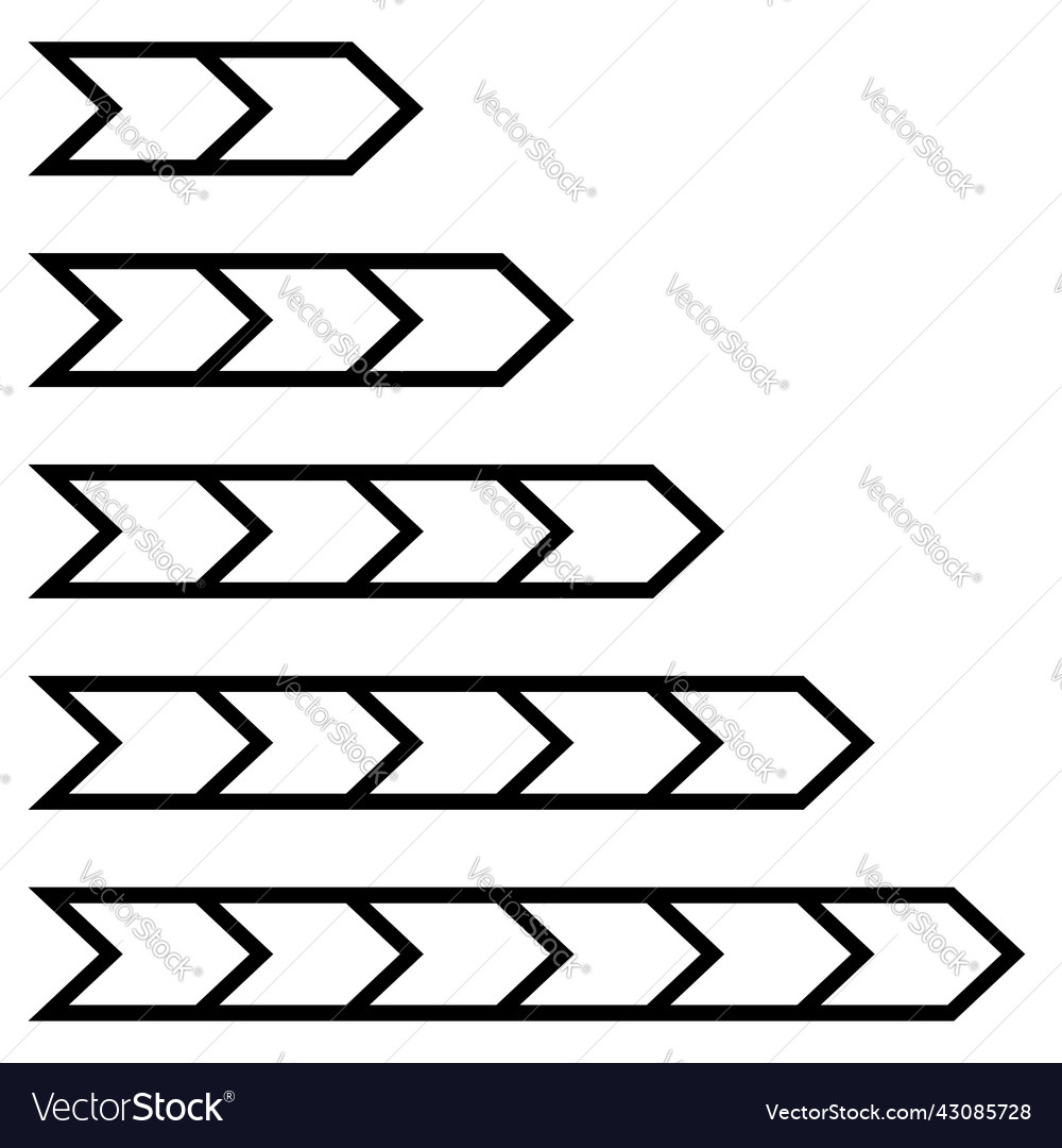 Progress bar level indicator arrows with 6 steps vector image Progress bar level indicator arrows with 6 steps