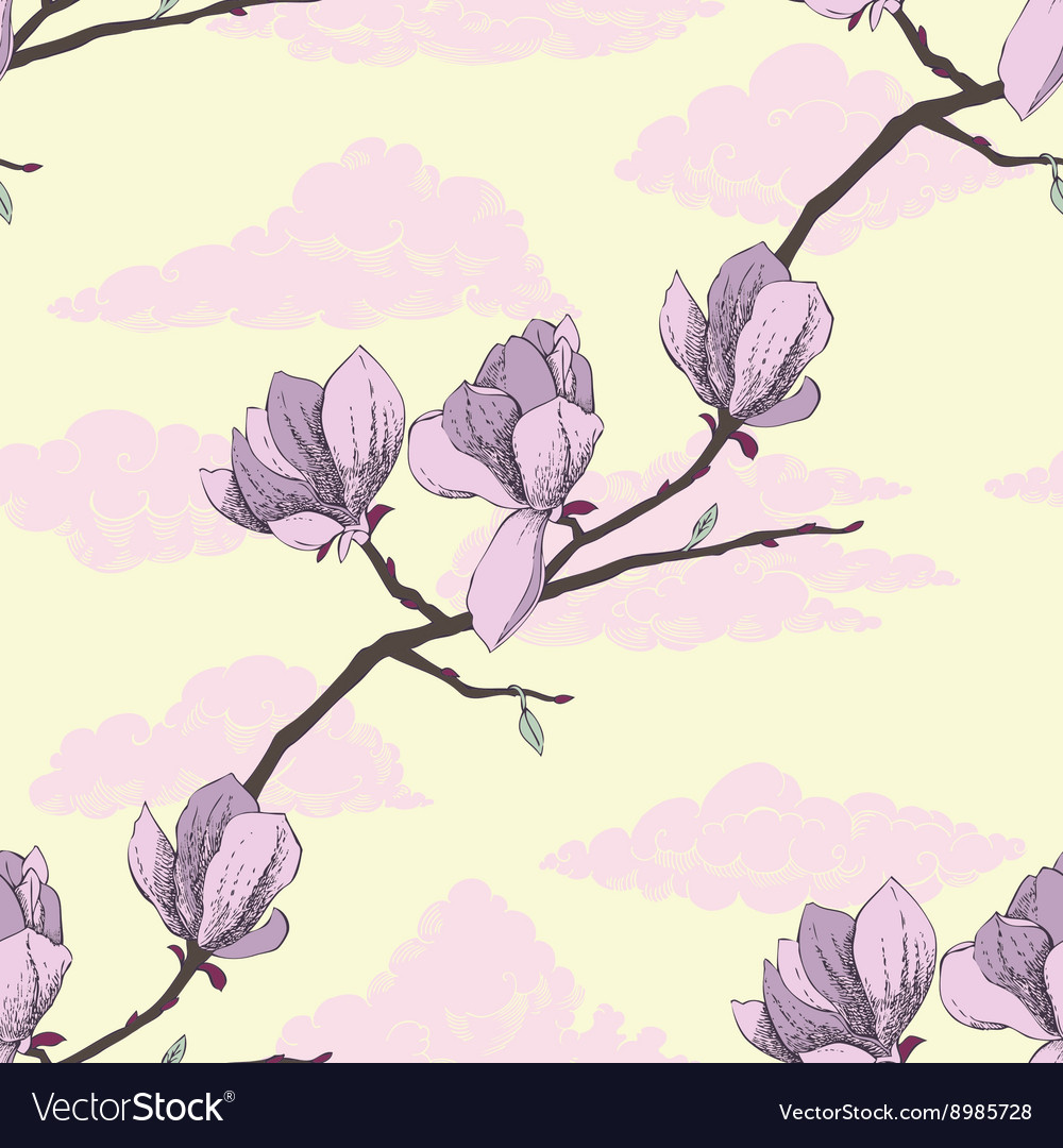 Seamless pattern with magnolia