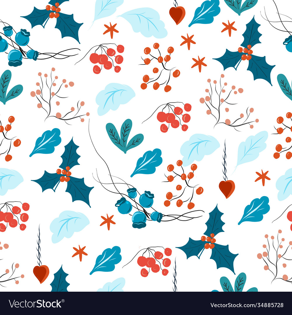 Seamless pattern with winter twigs