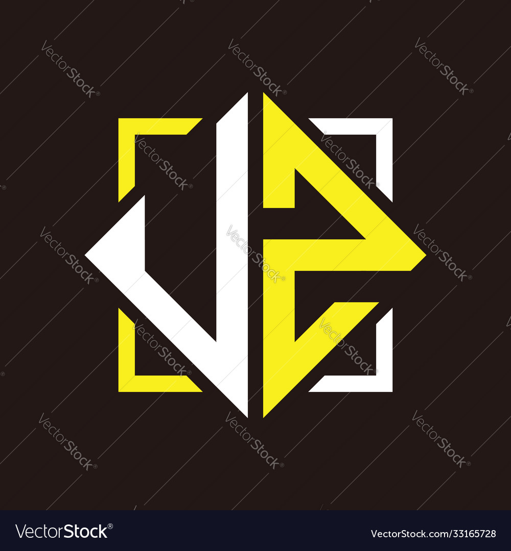 U z initials quadrangle monogram with square