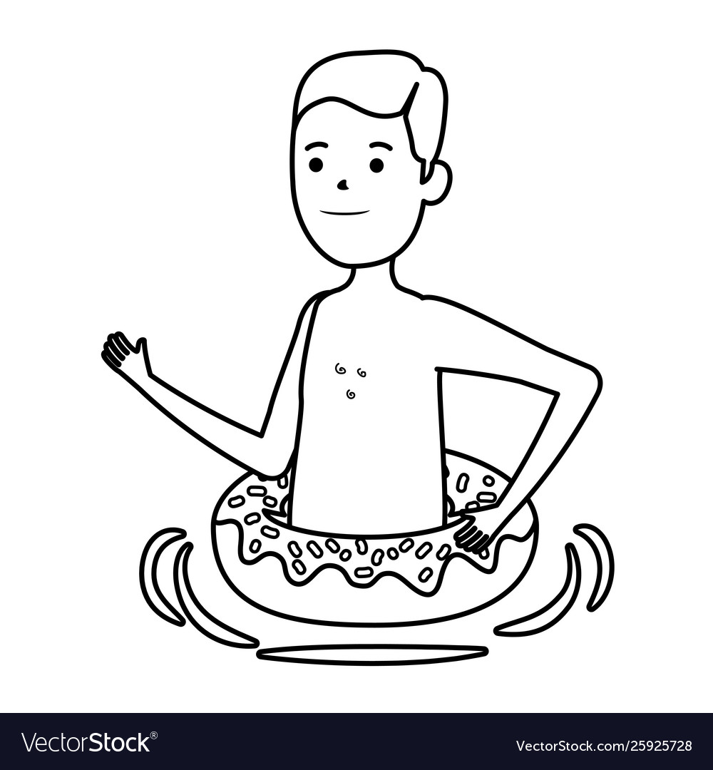 Young man with donut float character