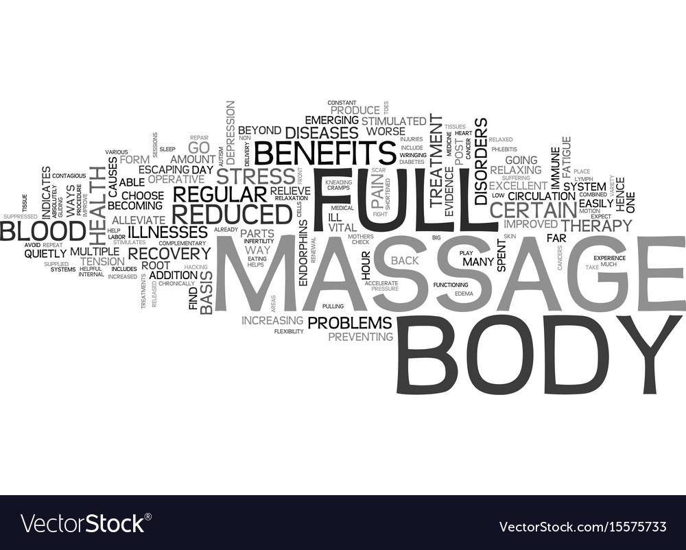 Benefits Full Body Massage Text Word Cloud Vector Image 8803