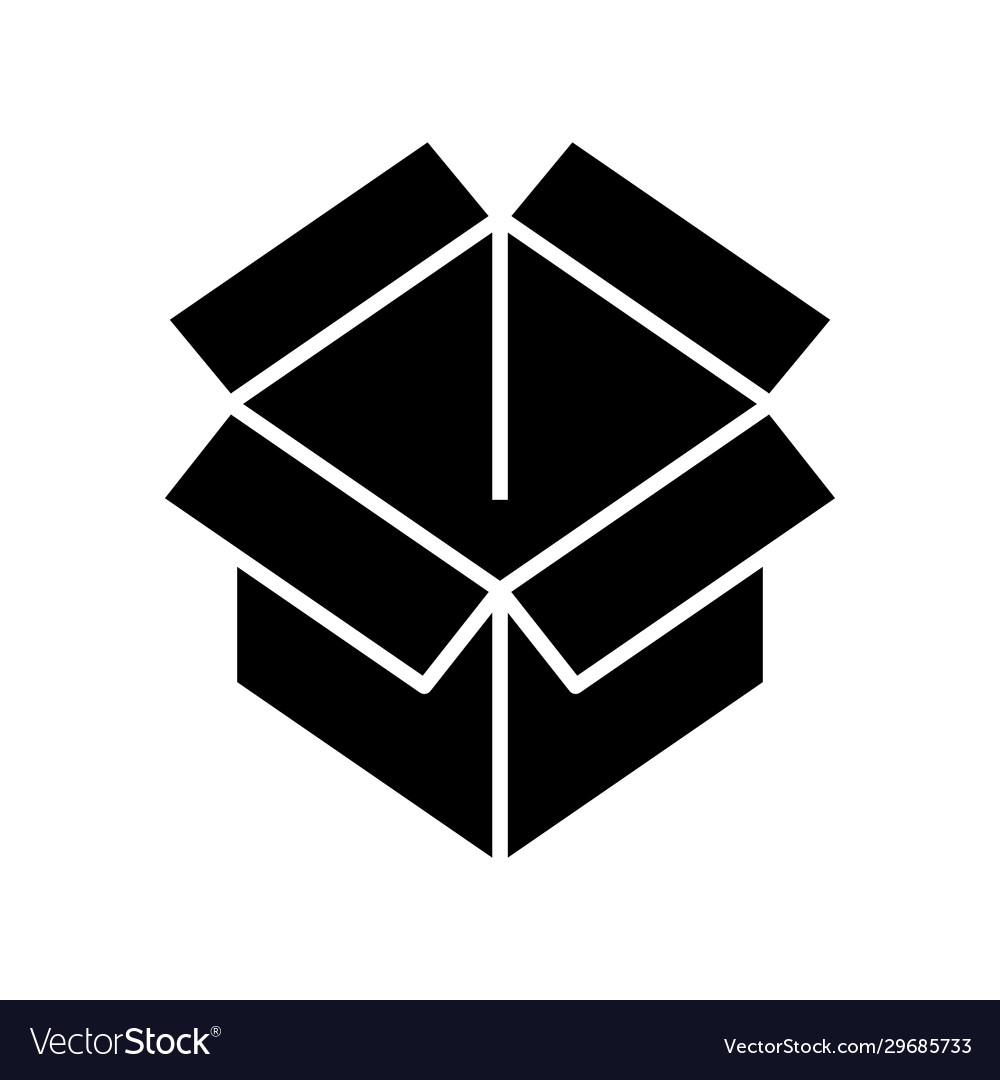 Box Black Icon Concept Flat Royalty Free Vector Image