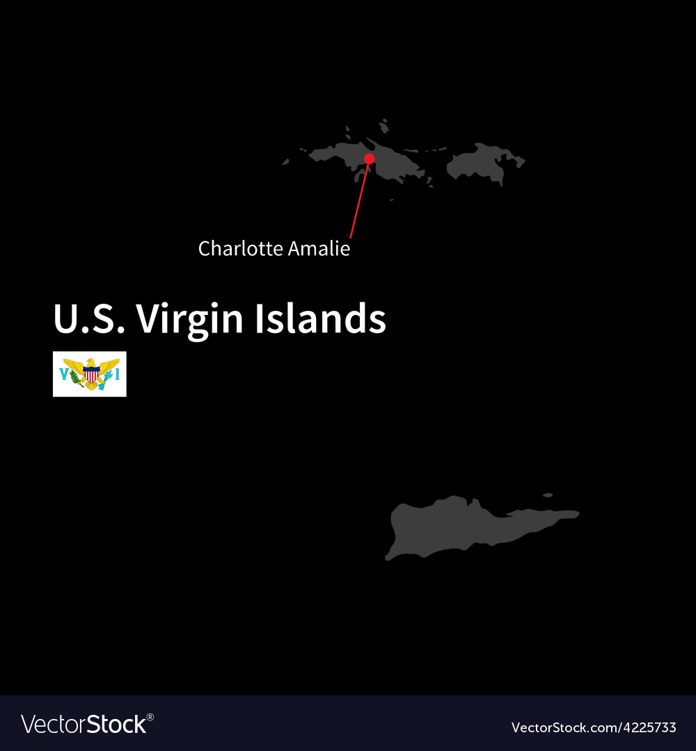 Detailed map of us virgin islands and capital