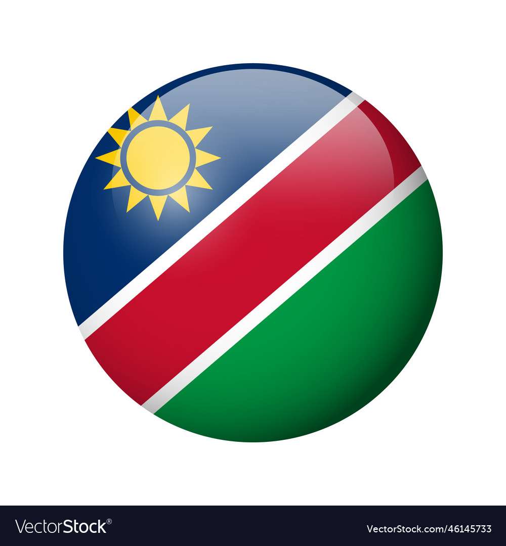 Glossy circle badge flag of namibia Royalty Free Vector