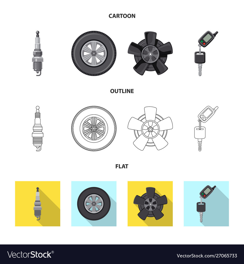 Isolated object auto and part symbol set vector image Isolated object auto and part symbol set