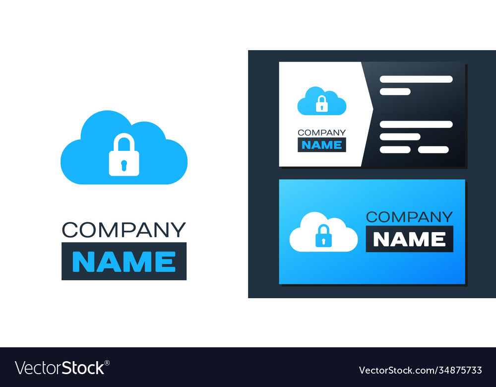 Logotype cloud computing lock icon isolated vector image Logotype cloud computing lock icon isolated
