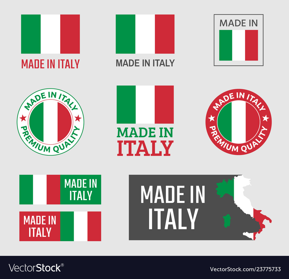 Made In Italy Labels Set Italian Product Emblem Vector Image