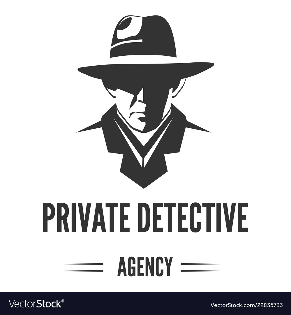 Private detective logo man in hat Royalty Free Vector Image