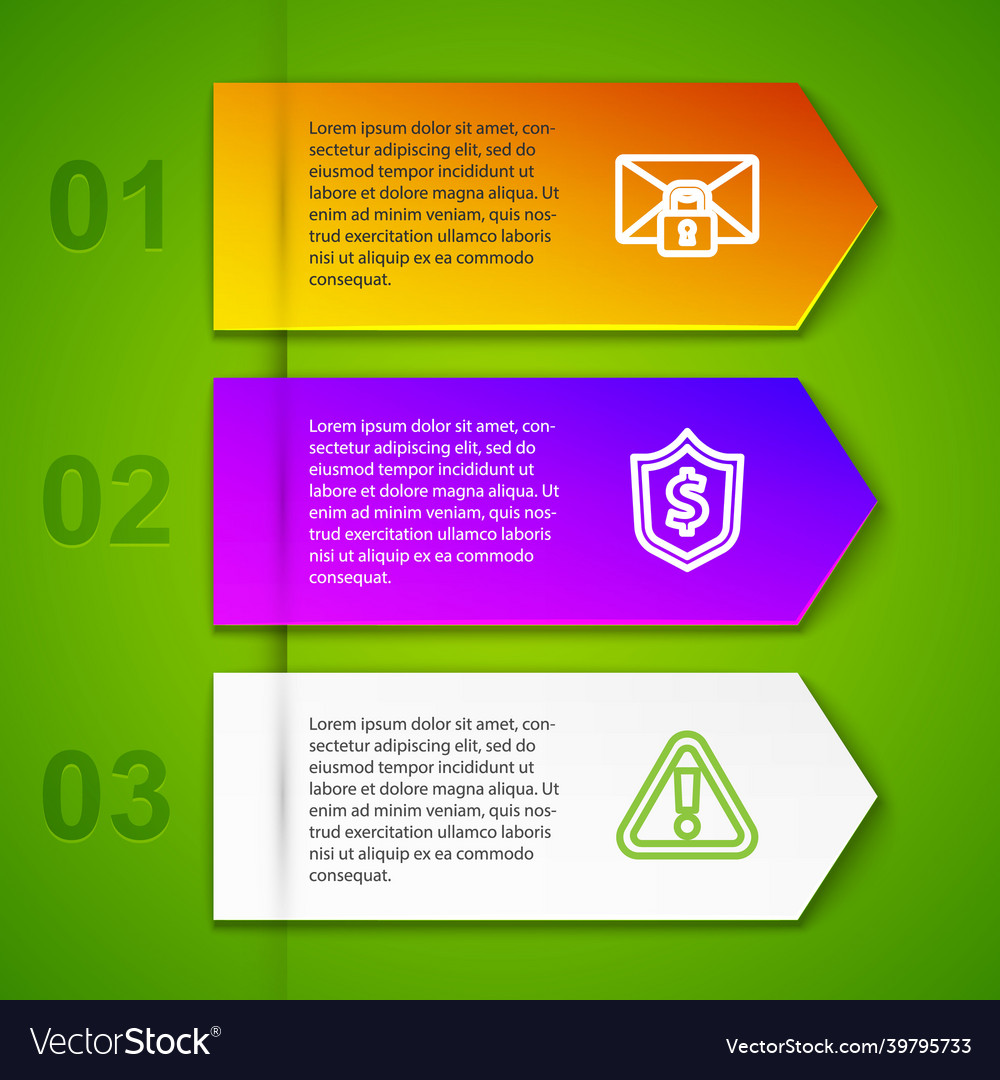 Set line mail message lock password shield vector image Set line mail message lock password shield