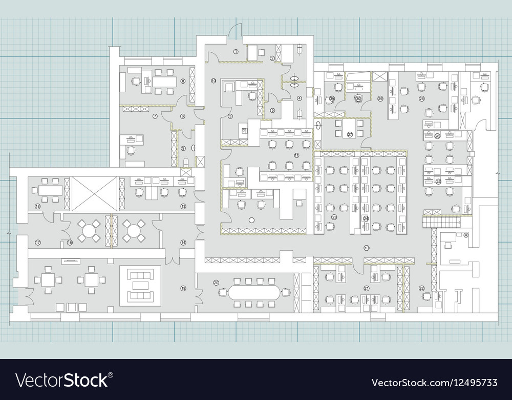 Standard Office Furniture Symbols Set Royalty Free Vector Standard Office Furniture Symbols Set Vector Image