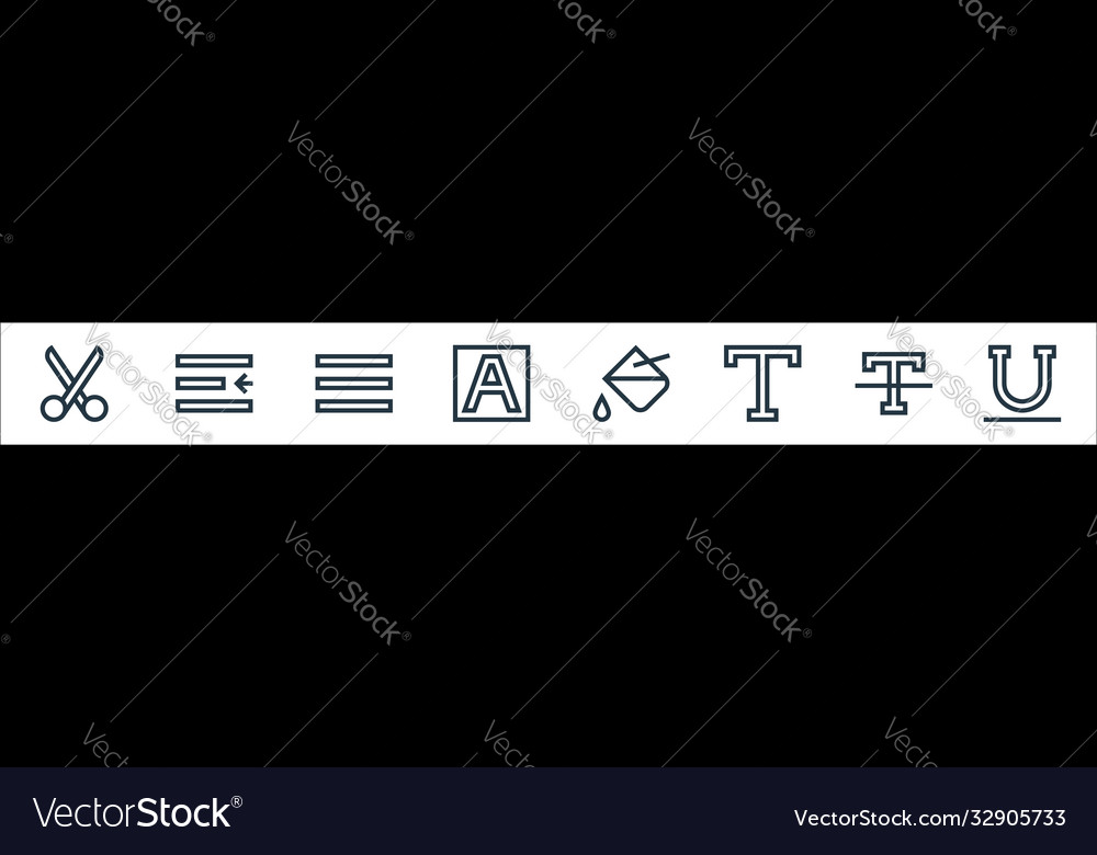 Text editor line icons linear set quality vector image Text editor line icons linear set quality