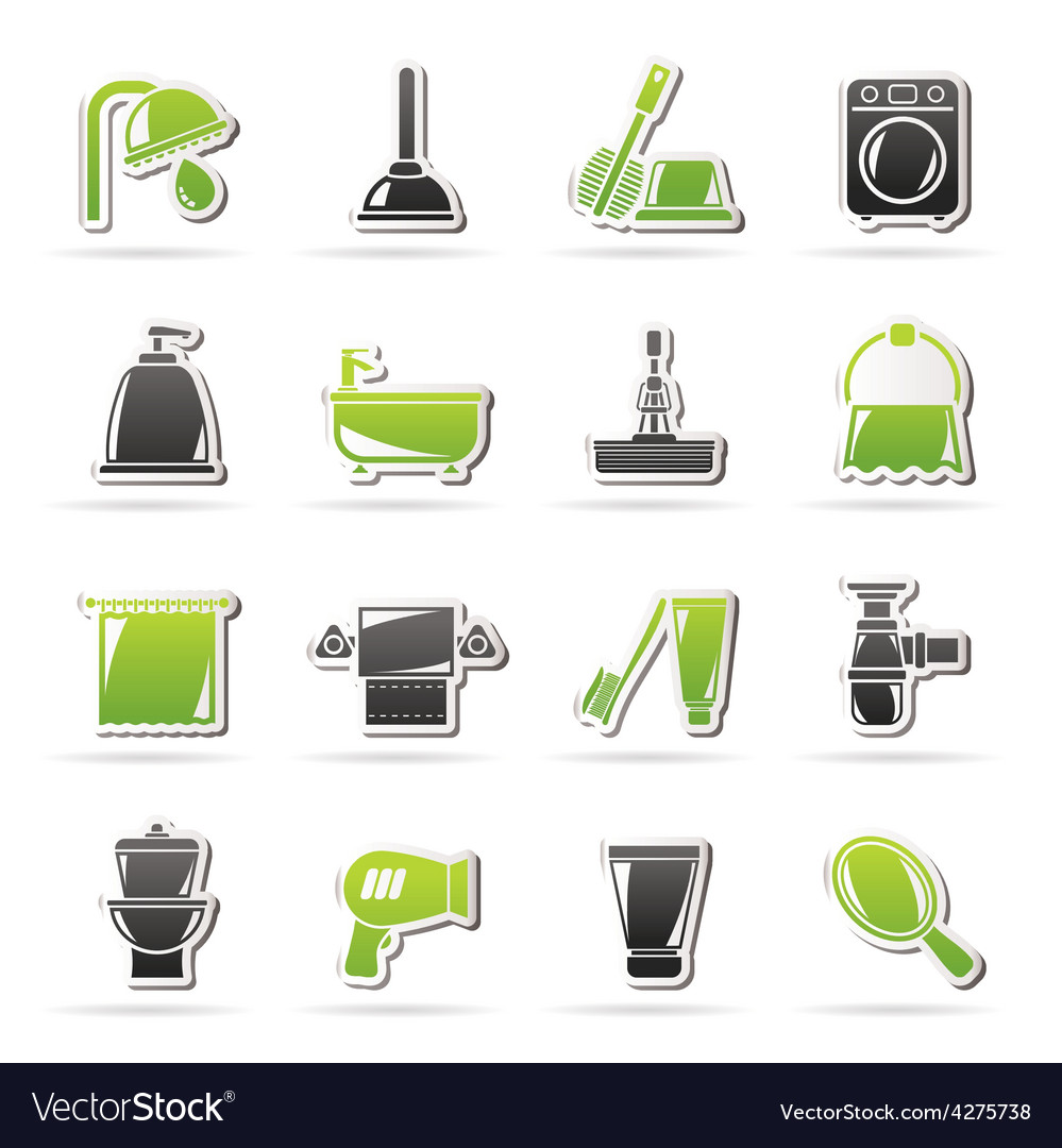 Bathroom and hygiene objects icons