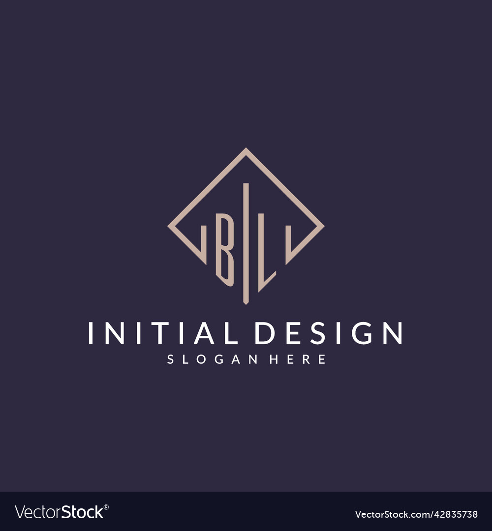 BL Initial Monogram Logo - Rectangle Style