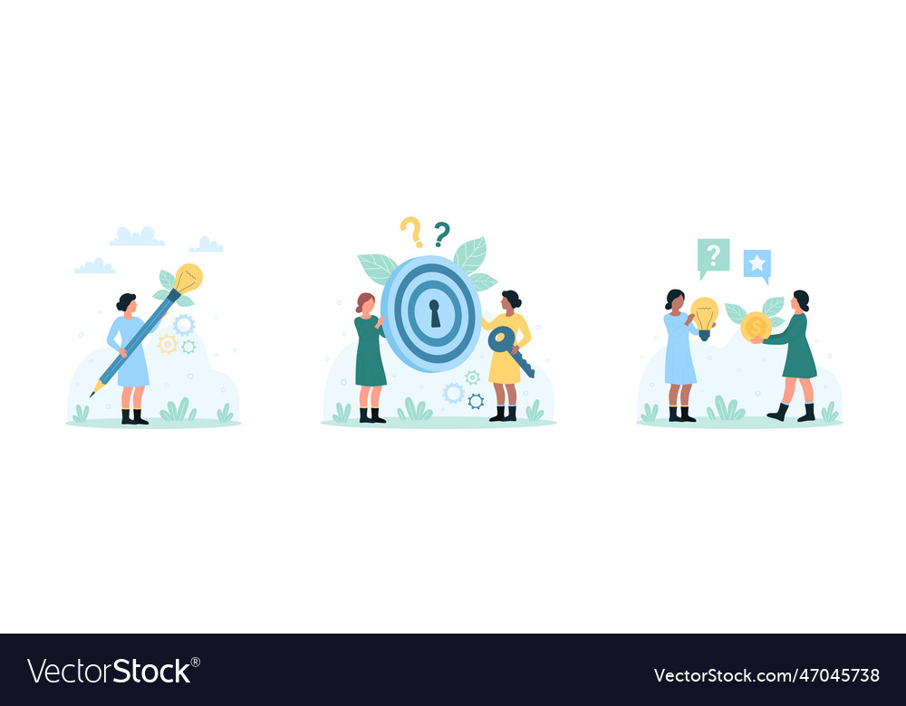 Creative idea set tiny people create projects