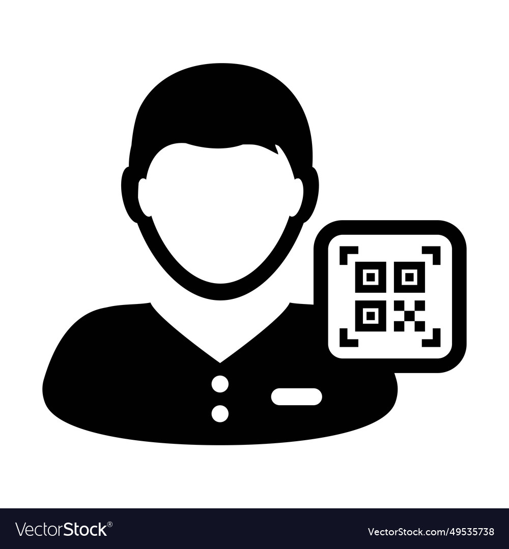 Digital id icon avatar with qr code for biometric vector image Digital id icon avatar with qr code for biometric