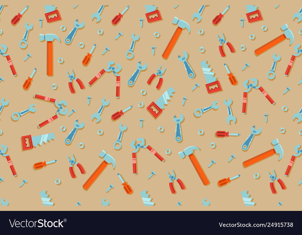 Engineering workshop tool cartoon seamless pattern Vector Image Engineering workshop tool cartoon seamless pattern
