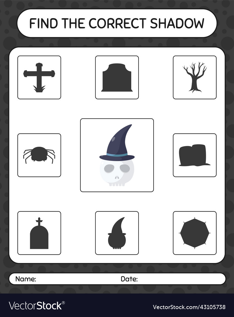 Find the correct shadows game with skull Vector Image Find the correct shadows game with skull
