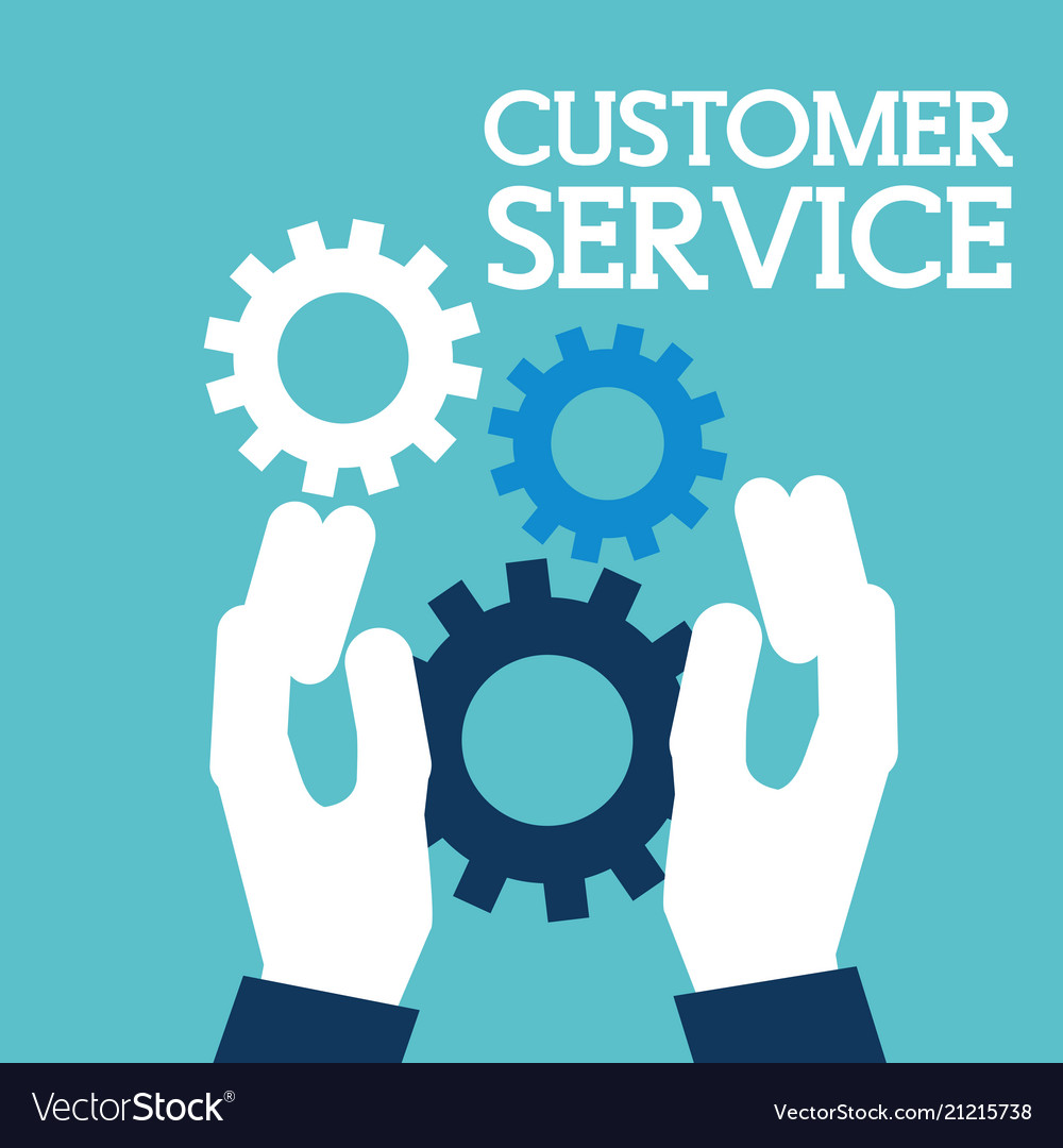 Hands holding gears support customer service Vector Image