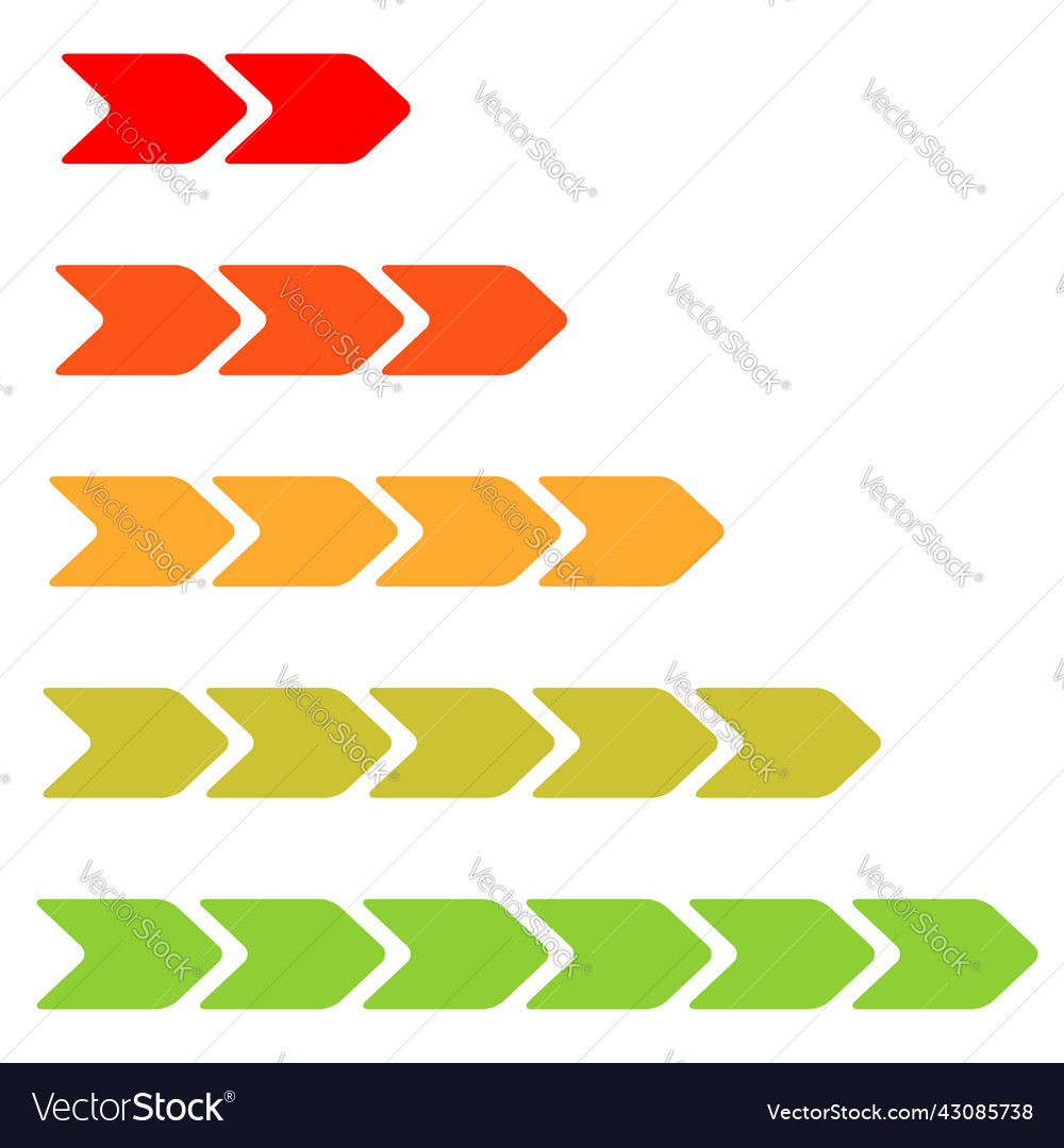 Progress bar level indicator arrows with 6 steps Vector Image Progress bar level indicator arrows with 6 steps