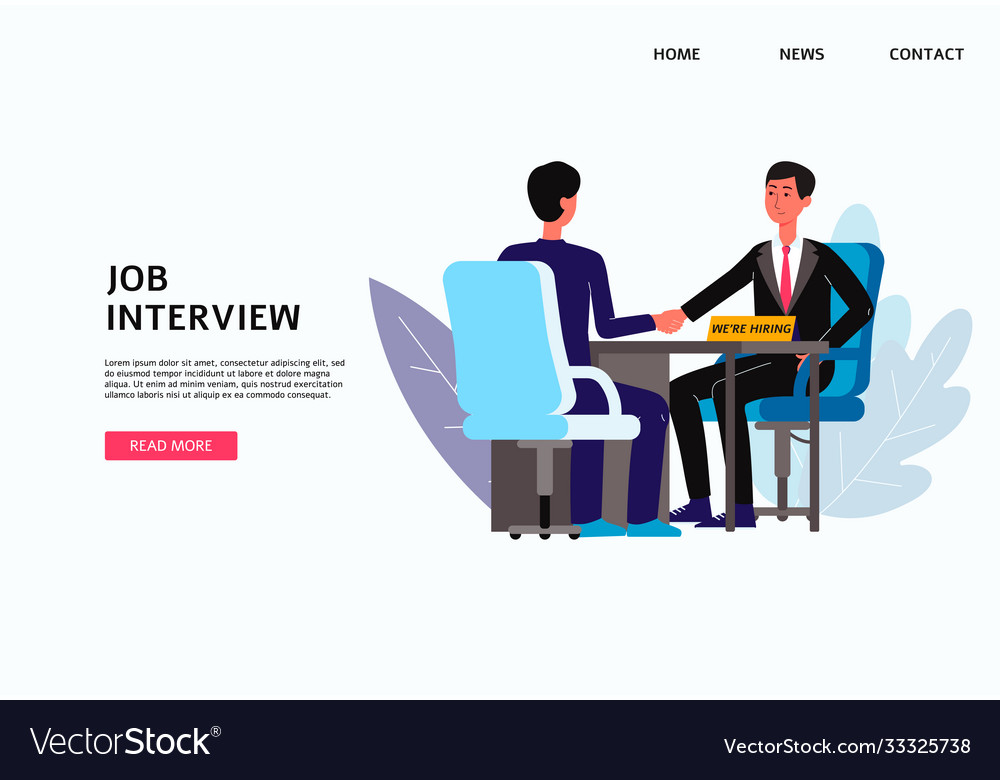 Recruiting agency banner with job interview scene Vector Image