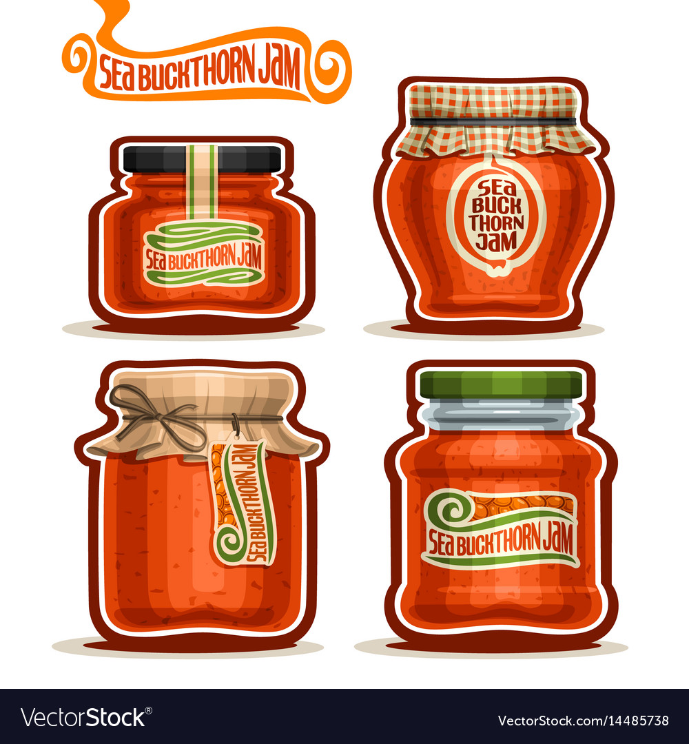 Seabuckthorn jam in jars Royalty Free Vector Image