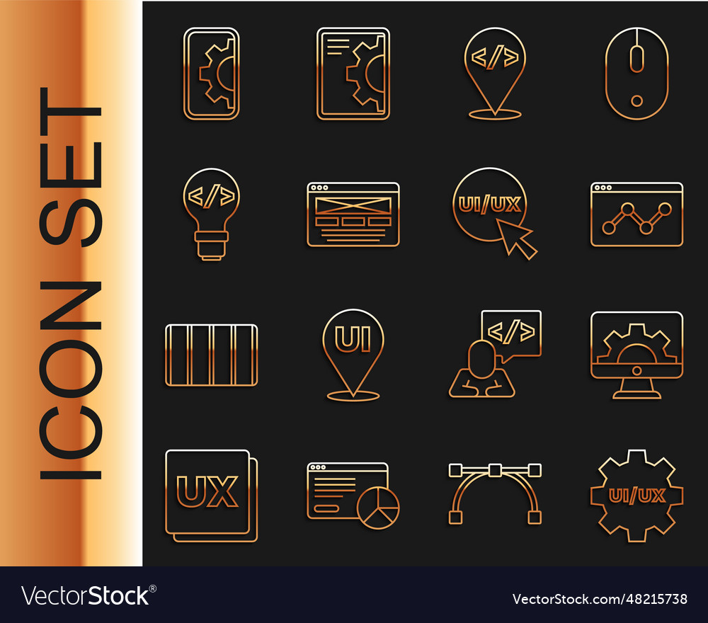 Set line ui or ux design web development website vector image Set line ui or ux design web development website