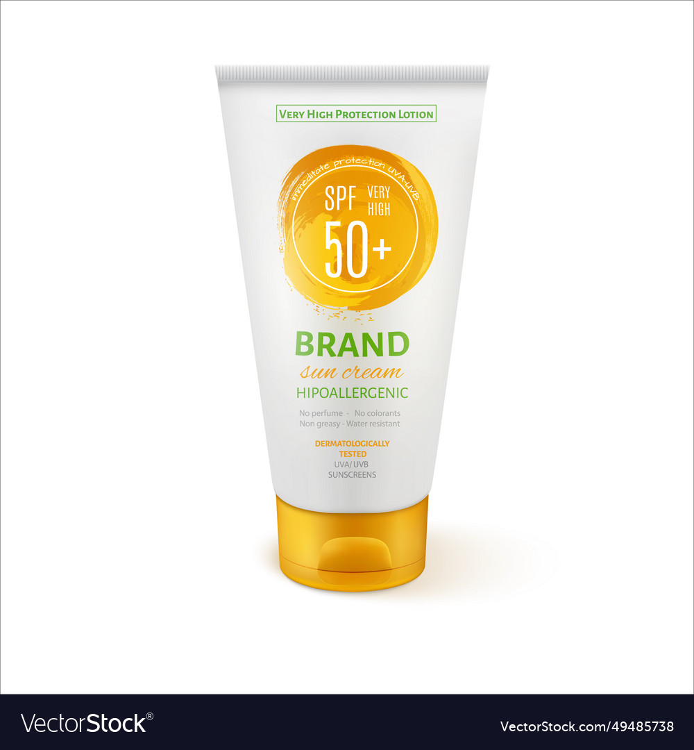 Sun care cream tube template for ads or magazine Vector Image