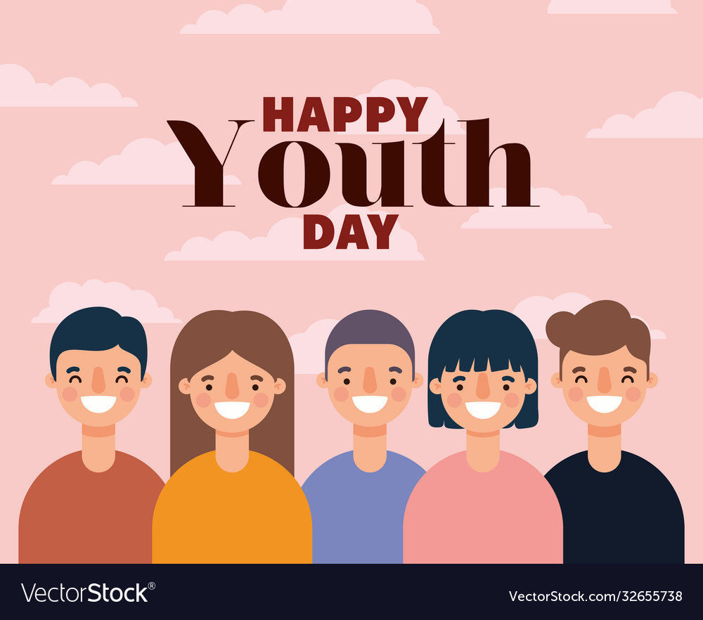 Women and men cartoons smiling happy youth day Vector Image