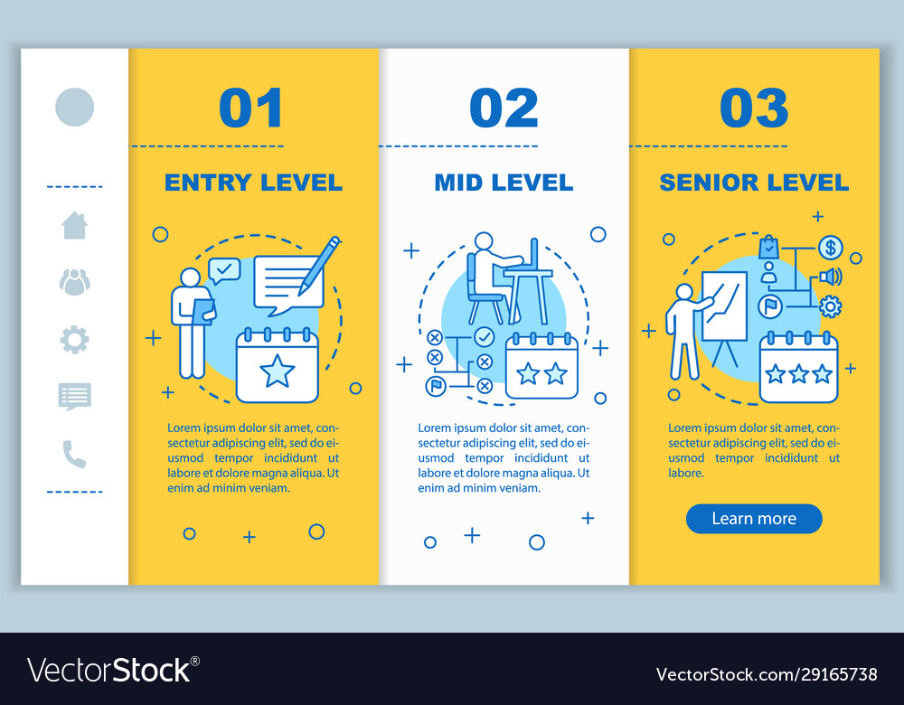 Work experience onboarding mobile web pages vector image Work experience onboarding mobile web pages