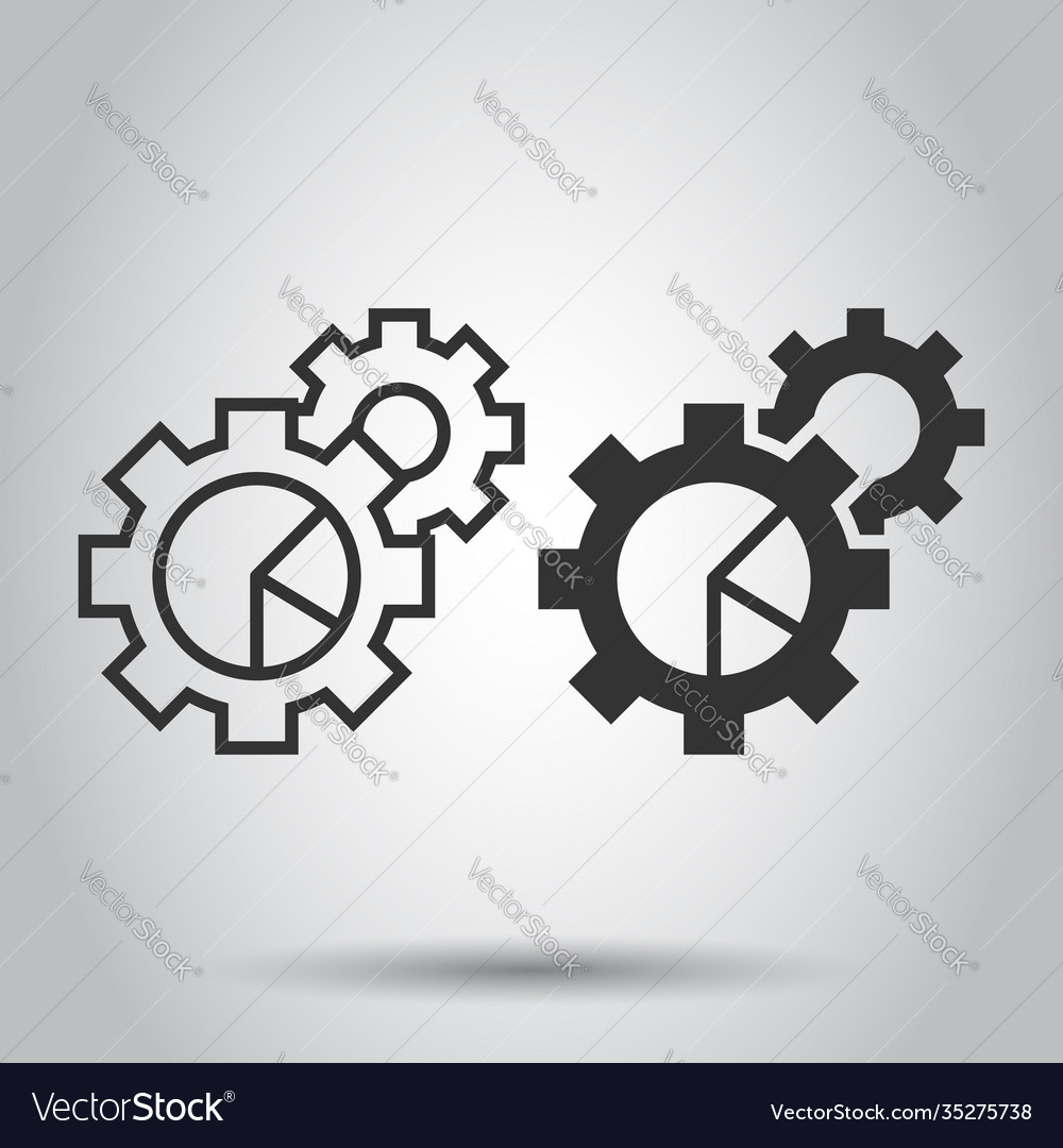 Workflow chart icon in flat style gear vector image Workflow chart icon in flat style gear