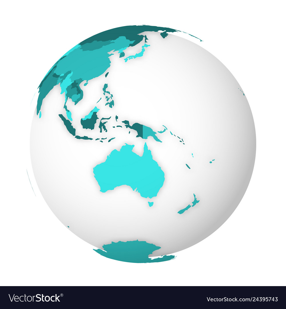 Blank political map australia 3d earth globe Vector Image