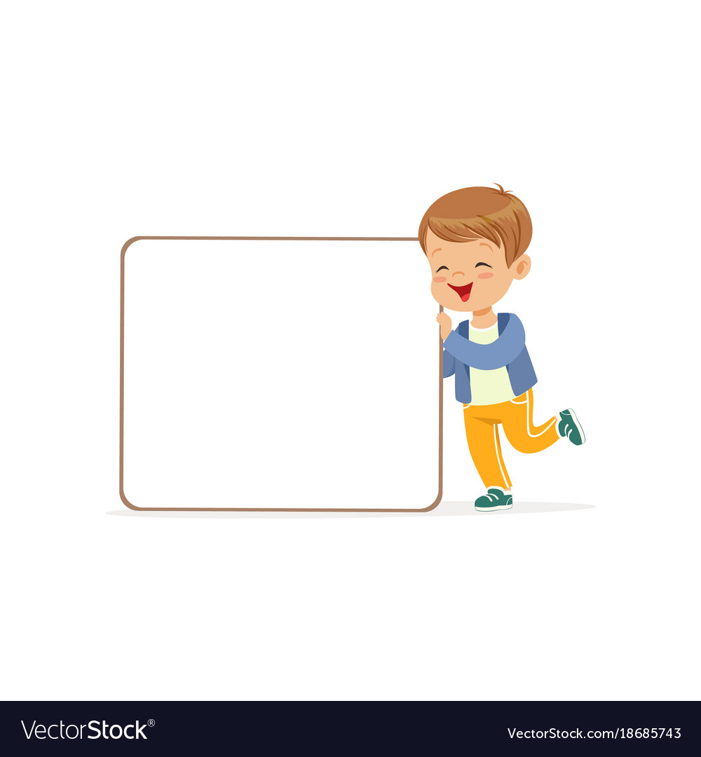 Cheerful Boy with Message Board